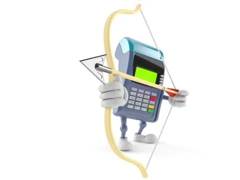 Credit card reader character with bow Stock Illustration