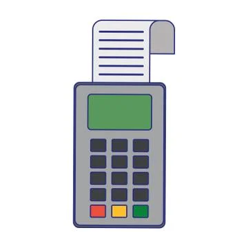 Credit card reader electronic payment device blue lines Stock Illustration