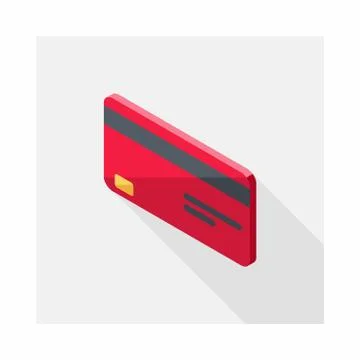 Credit card Red left view icon vector isometric. Stock Illustration