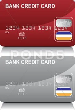 Credit card red silver Stock Illustration