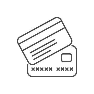 Credit card related vector thin line icon. Stock Illustration