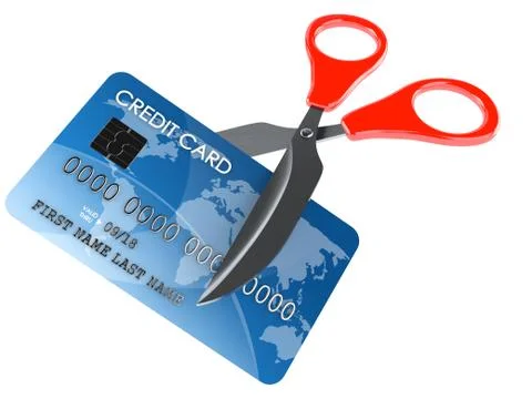 Credit card with scissors Stock Illustration
