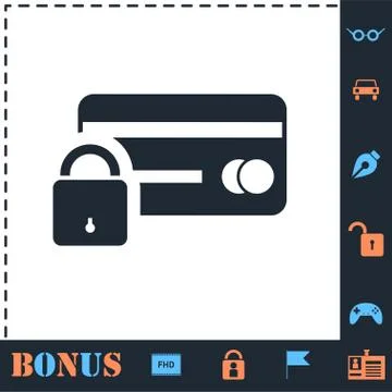 Credit Card Security icon flat Stock Illustration