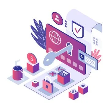 Credit card security isometric vector illustration Stock Illustration