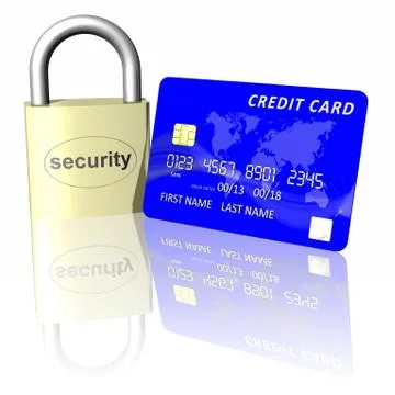 Credit Card Security Padlock - 3D illustration 스톡 일러스트