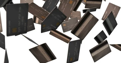 Credit card silver falling slow motion Stockbeeldmateriaal 108569090