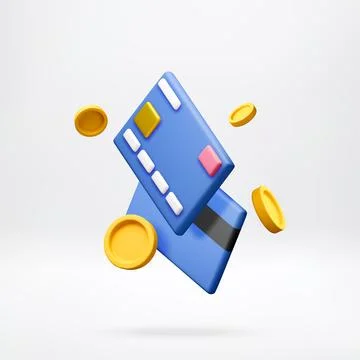 Credit card with stack of golden coin in 3d Stock Illustration