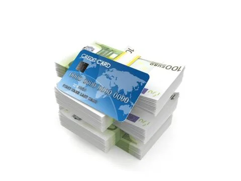 Credit card on stack of money Stockillustratie