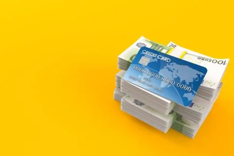 Credit card on stack of money Stock Illustration