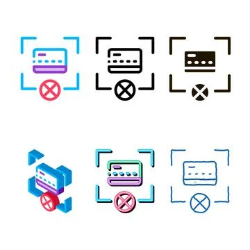 Credit card target icon vector variants outline Stock Illustration