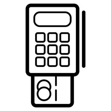 Credit card terminal vector icon. Black and white terminal illustration. Outline Stock Illustration