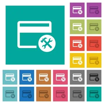 Credit card tools square flat multi colored icons Stock Illustration