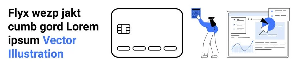 Credit Card Usage with Data Analysis Presentation by Business Analyst Stock Illustration