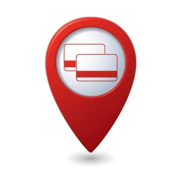 Credit cards icon red map pointer Stock Illustration