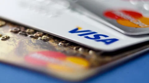 Credit cards set macro Stock Footage 53196119
