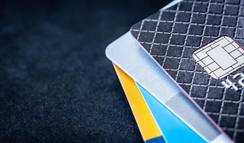 Credit cards stack 스톡 사진
