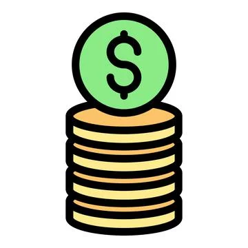 Credit coin stack icon color outline vector Stock Illustration