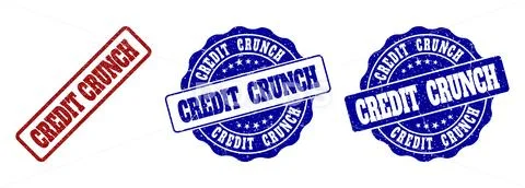 CREDIT CRUNCH Scratched Stamp Seals Stock Illustration