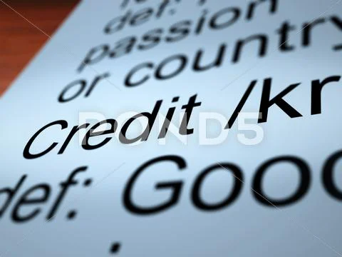 Credit definition closeup showing cashless payment Stock Illustration