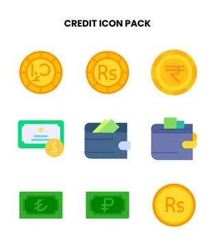 Credit Flat UI Icons Pack Stock Illustration