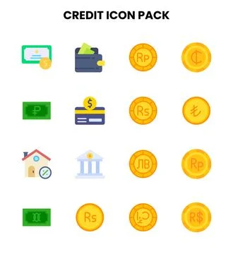 Credit Flat Vector Icons Pack Stock Illustration