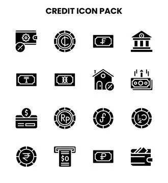 Credit Glyph Graphics Icons Pack 스톡 일러스트