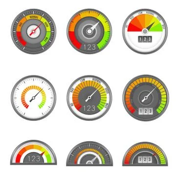 Credit indicator. Speedometer score gauge level scale, indicator rate dial Stock Illustration