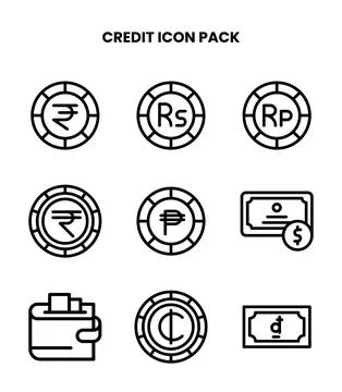 Credit Line Vector Icons Pack Stock Illustration