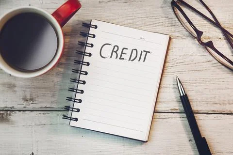 "Credit" in a notebook Stock Photos