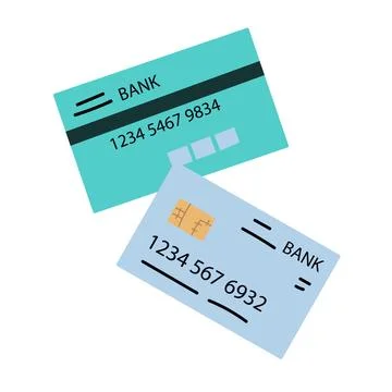 Credit or debit Card Set in flat style, vector illustration Stock Illustration