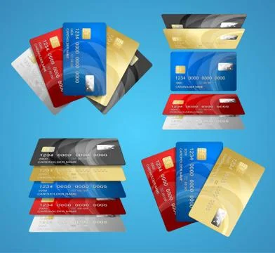 Credit Plastic Card Set. Vector 스톡 일러스트