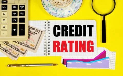 Credit rating. The text label on the document folder. Stock Photos