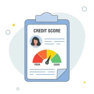 Credit report document concept. Personal credit score information. Vector flat Stock Illustration
