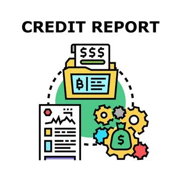 Credit report document processing financial information イラスト素材