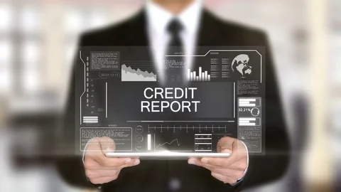 Credit Report, Hologram Futuristic Interface, Augmented Virtual Reality Stock Footage