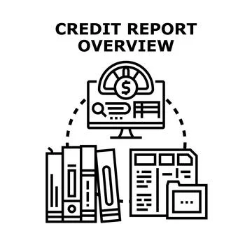 Credit report overview process managing personal finances Stock Illustration