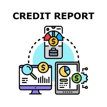 Credit report score checking and financial analysis Stockillustratie
