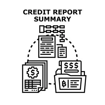Credit report summary analyzing financial data 스톡 일러스트