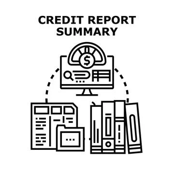 Credit report summary with financial data and document files イラスト素材