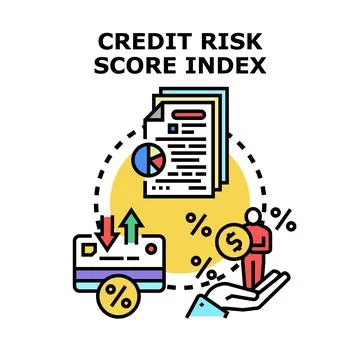 Credit risk score index calculation evaluating financial health イラスト素材