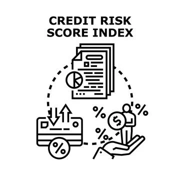 Credit risk score index calculation evaluating financial health Stock Illustration