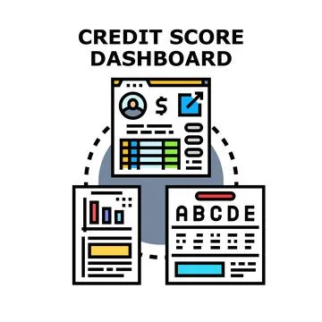 Credit score dashboard analyzing financial data Stock Illustration