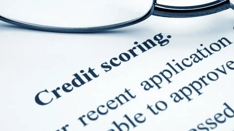 Credit Score Document with Eyeglasses Close-Up Concept Stock Footage 334079814