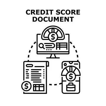 Credit score document representing financial health data analysis Illustrazione stock