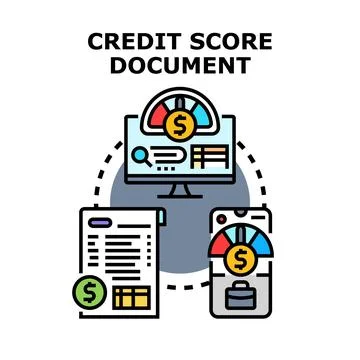 Credit score document representing financial health data analysis Illustrazione stock