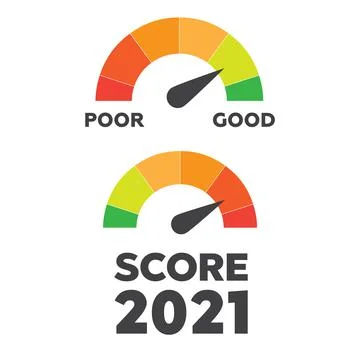 Credit score indicators. Gauges vector set Stock Illustration