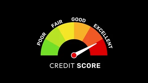 Credit Score Level Animation Reaching Excellent on Black Background Stock-Footage 313460080