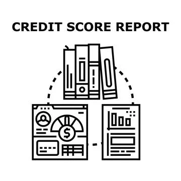 Credit score report analyzing financial history data Stock Illustration