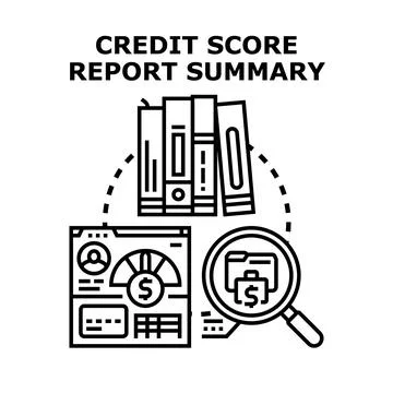 Credit score report summary analyzing financial evaluation 스톡 일러스트