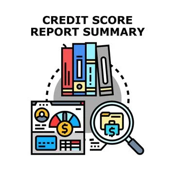 Credit score report summary analyzing financial evaluation 스톡 일러스트